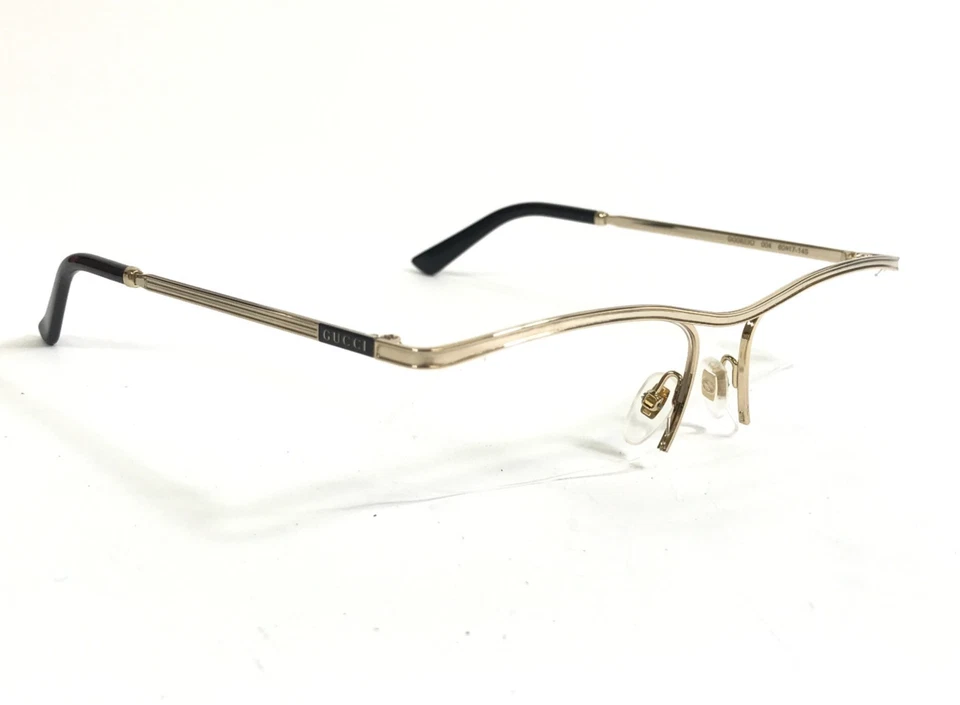 Gucci Eyeglasses Frames GG0823O 004 Polished Gold Striped Half Rim 60-17-145 - Image 3 of 4