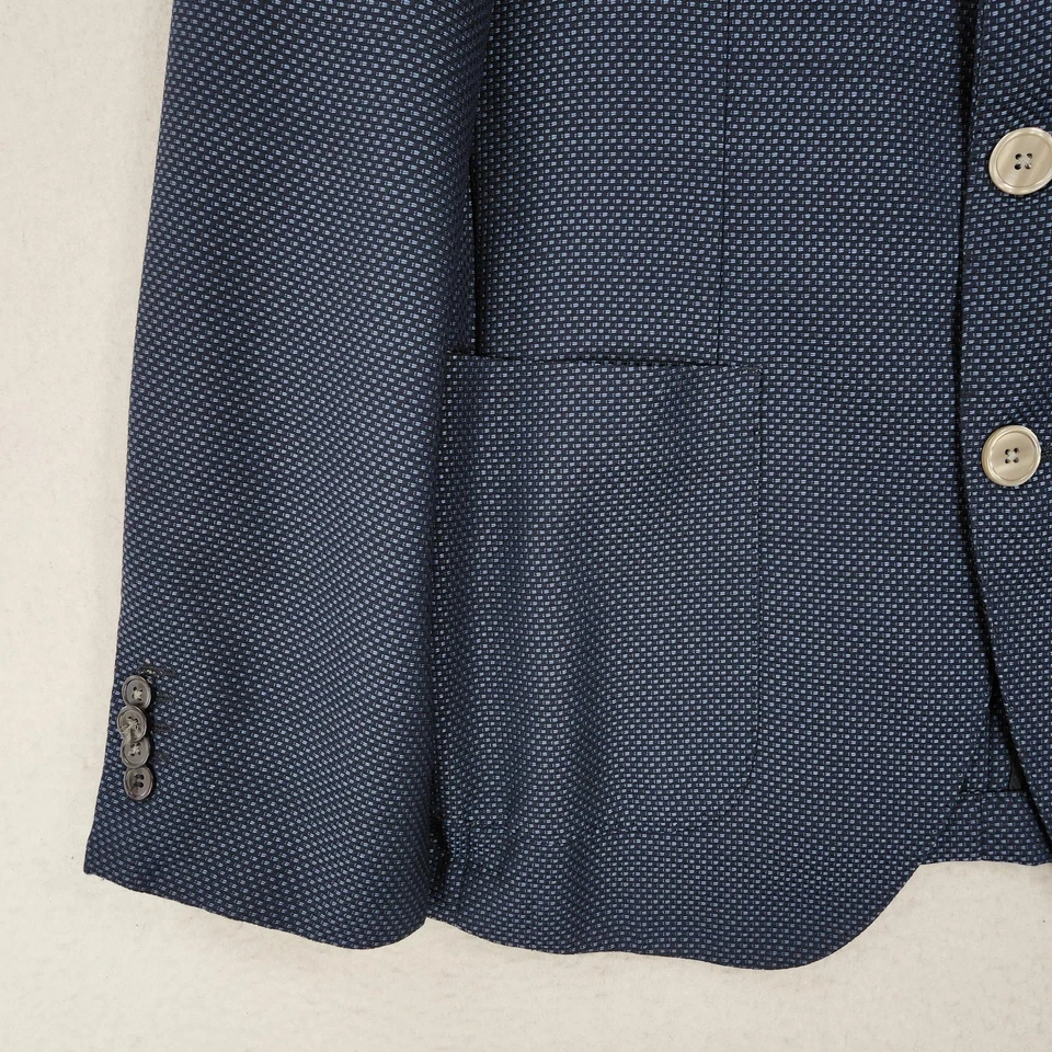 Hugo Boss Jacket Mens 40R Blue Wool Regular Fit Two Button Janson Blazer Career - Image 4 of 4
