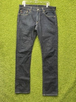 Polo Ralph Lauren Jeans Mens 38x34 Dark 605 Varick Selvedge Slim Fit Casual