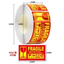 Fragile Stickers 1 Roll 500 2x3 Fragile Label Sticker Handle With Care Mailing