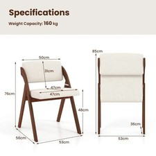 Costway Set of 2 Dining Chairs Folding Kitchen Chair with Rubber Wood Legs 2176