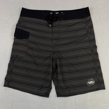 RVCA VA Boy's Balance Boardshorts Size 29 Gray Black Balance Striped Pockets