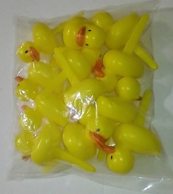 Yellow Rubber Duck Ducky Duckie Cupcake Picks - 12 Pc - Plastic - NIP - New