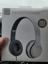 iLive IAH57B Stereo Headphones Folding Gold Plated Connector White and gray New