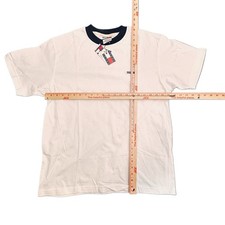 Vintage Tommy Hilfiger Jeans White T-Shirt Blue Collar size Large Logo Flag