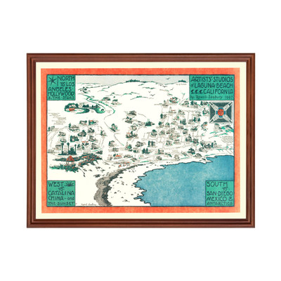 Old Map of Laguna Beach, CA 1947 - Vintage Laguna Beach Cali