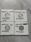 Assorted Lot Of 4 1935-42 Silver Mercury Dimes Coins “Unclean / Not Cleaned”