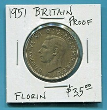 GREAT BRITAIN-FANTASTIC HISTORICAL GEORGE VI CUPRONICKEL PROOF 2 SHILLINGS, 1951