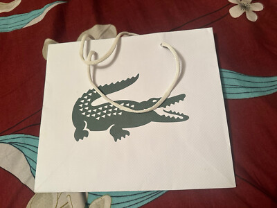 Lacoste leere Geschenkpapiertüte + Verpackungstuchpapier / Umschlag, Größe S/M weiß
