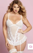 Plus Size Spring bustier set white wedding sexy lingerie 2 pc 1X/2X or 3X/4X New