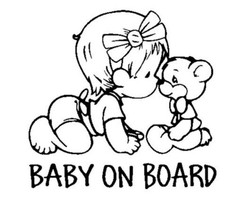 Funny Car Sticker Baby On Board Teddy Bear Vinyl Car Sticker Black