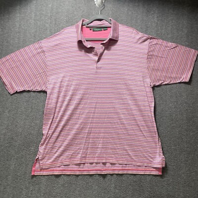 Bobby Jones Pale Pink Stripe Golf Polo Shirt XL Table Tennis Badminton Cotton