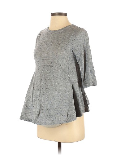H\u0026M Mama Women Gray 3/4 Sleeve T-Shirt 