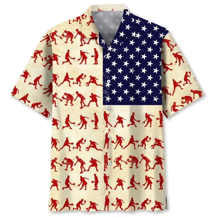 Pickleball USA Hawaiian Shirt, Short Sleeve Summer Vacation Beach Shirts for Men