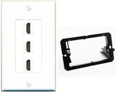 RiteAV 3 Port HD 2.0 Decorative Wall Plate Bracket [White]