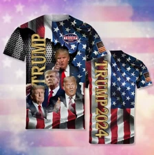 Trump 2024 Graphic T Shirts Mens Clothing 3D America USA US Flag T-shirt