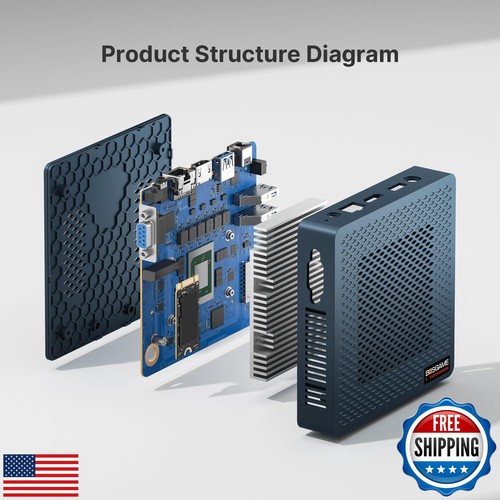 BOSGAME Fanless Mini PC Widnwos 10 Intel N4020(up to 2.6GHz), 4GB LPDDR4 RAM/ - Picture 5 of 5