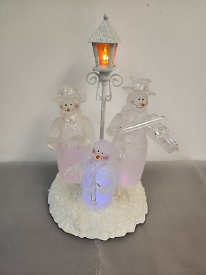 Heritage Mint Frosted Trio Snowmen Caroling Lighted Ice Sculpture