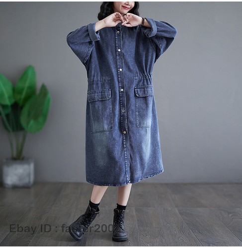 Chaqueta de trabajo de mezclilla de manga larga de manga media para mujer retro informal suelta - Imagen 10 de 12