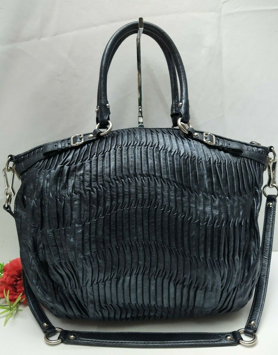Coach Madison Midnight Deep Blue Gathered Leather Lindsey