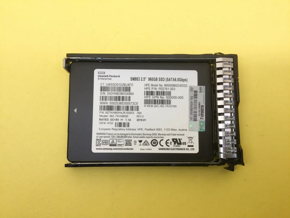 NEW HPE/Samsung 2.5" 960GB SATA 6G G10 Server SSD Replace P07926-B21 P08692-001 - Image 2 of 4