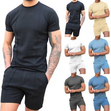 Men Summer Outfit 2-Piece Set Short Sleeve T Shirt and Shorts Sweatsuit Set