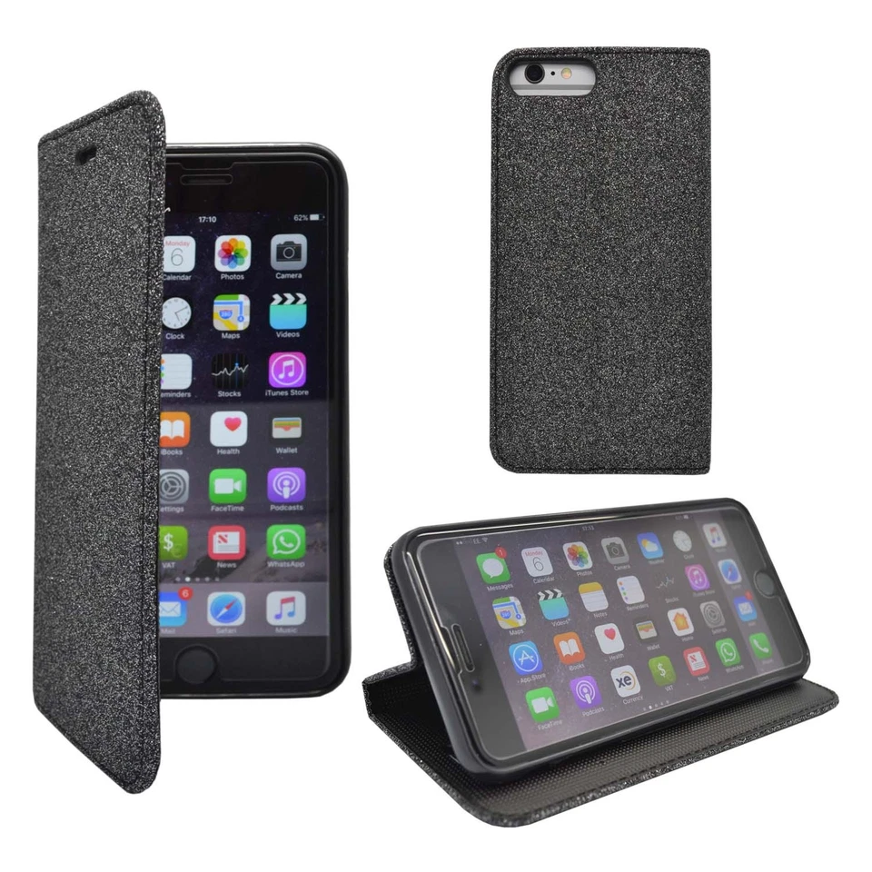 CASE FOR APPLE IPHONE 6 PLUS 6S PLUS GLITTER WALLET VARIOUS COLOURS COVER - Image 2 of 4
