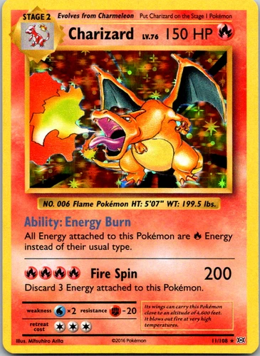 Charizard 11/108 from Pokémon XY Evolutions, the regular Holo Rare version
