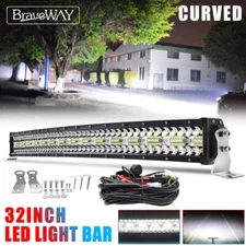 Curved Tri-Row 32inch Led Light Bar Combo Work Driving 4WD UTE Truck SUV +Wire
