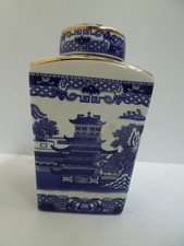VINTAGE RINGTONS BY WADE JAR POT CANISTER TEA CADDY AFTER MALING BLUE WILLOW