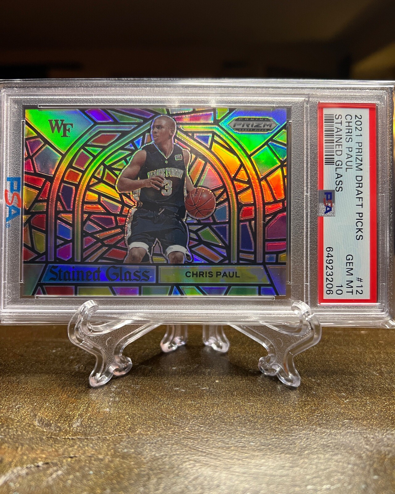 2021 Panini Prizm DP CHRIS PAUL #12 STAINED GLASS PRIZM SSP PSA 10 GEM MT POP 2