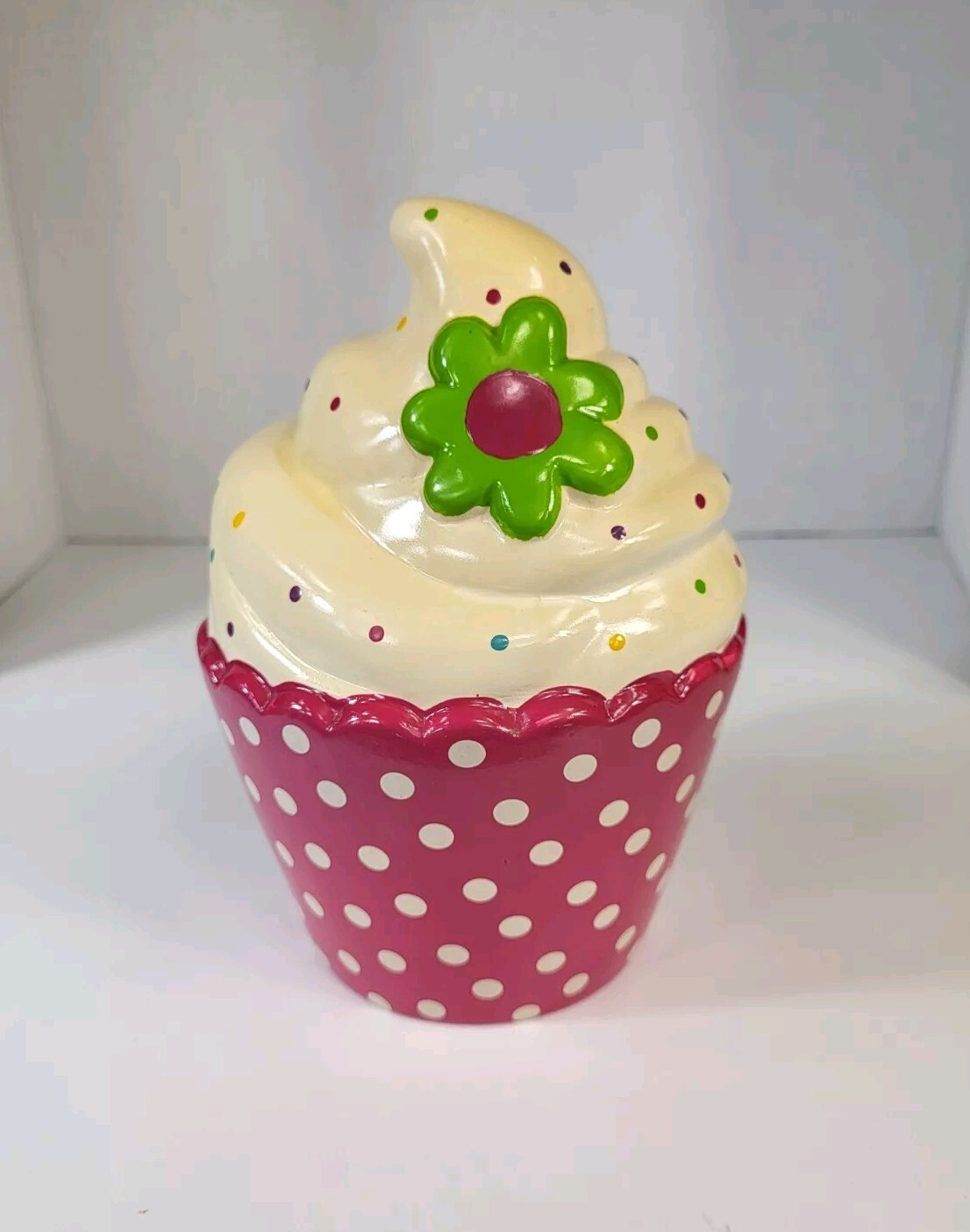 Cupcake Pink Polka Dot Ceramic Coin Bank Piggy Bank by FAB NY Starpoint 7