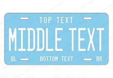 Any Text Sky Blue  White Personalized License Metal Plate Auto Car Bike ATV et