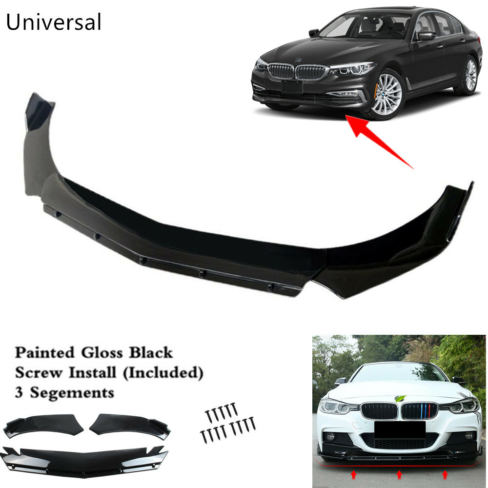 Add-on Universal Front Bumper Spoiler Lip Black Fit For BMW 530i