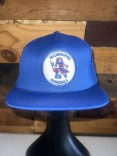 Vintage RARE 90s IHL Milwaukee Admirals Hockey Blue Colored Trucker Snapback Hat