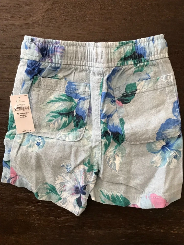 Nuevo con etiquetas Pantalones Cortos Baby Gap 18 - 24 Meses Niños Pequeños Pull-Up Tropical Lino 18M 24M Foto 2 de 3