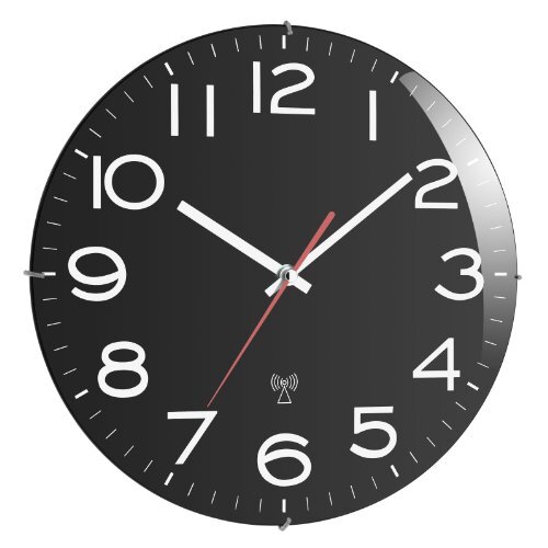 TFA, Orologio da parete con radio 603509 schwarz, Nero (Schwarz), plastico/allum