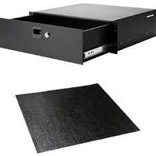 3U Adam Hall Rack Drawer Steel + Anti-Slip Mat Nonslip Rack Drawer Liner