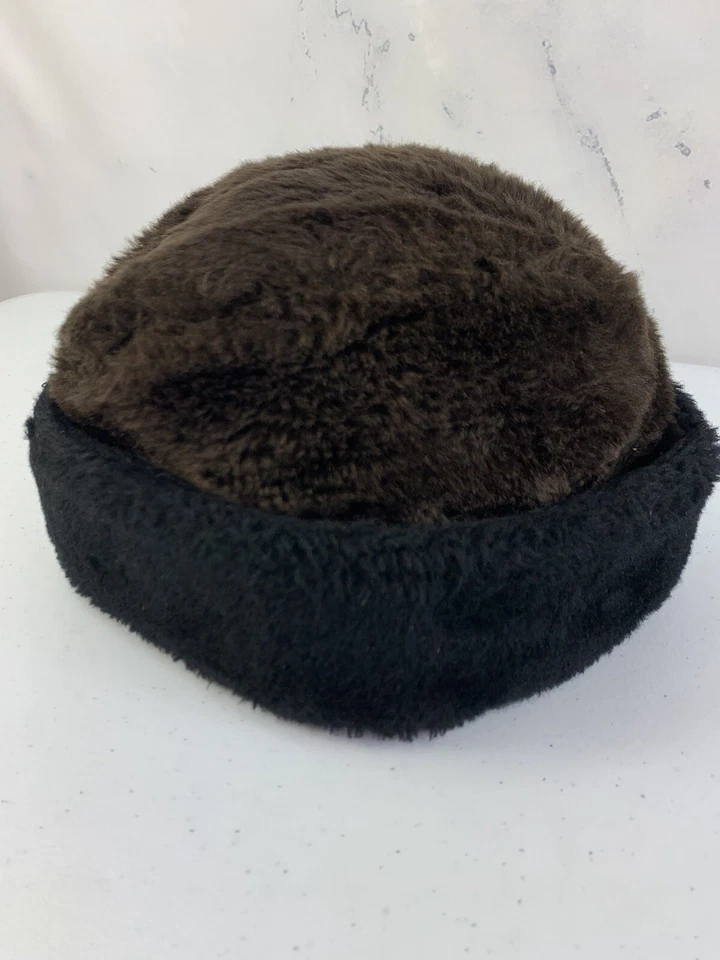 Sombrero calentador de orejas de piel sintética vintage años 50 60 gorra para mujer estilo ruso marrón aviador Foto 2 de 4