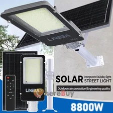 8800W Commercial Solar Street Lights Outdoor Dusk to Dawn parking lot light+Pole