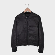 BELSTAFF Men's Black Waxed Cotton Beckford Blouson Biker Jacket - Size 48