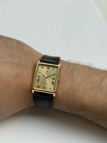 HANDAUFZUG ROLEX CELLINI TANK 18k MASSIV GELBGOLD B: 25mm X H: 34mm