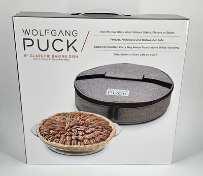 Wolfgang Puck 9'' Glass Pie Baking Dish with Insulated Carry Bag - New in Box