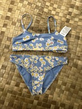Girls Roxy Blue Floral Bathing Suit Size 10
