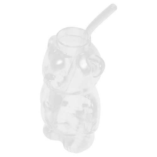  Adorable Bear Shaped Glass Cup Creative Bear Beverage Cocktail Mug with Straw - Zdjęcie 7 z 17