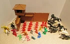 Vintage Marx Fort Apache Playset Stockade Blockhouse Pieces + Western figures