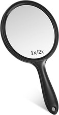 Handheld Mirror with Handle, Black Double-Sided 2X 1X Hand Held Mirror, Handhel