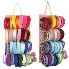 Hanging Headband Holder for Girls, Felt Headband One Piece 40 Slots Pink
