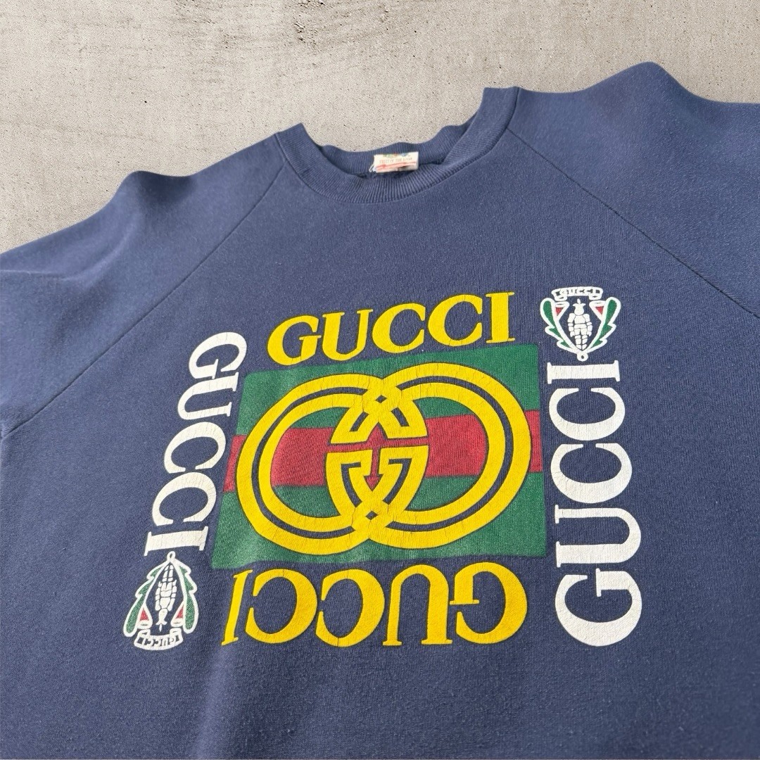 Vintage Gucci Boot Crewneck Crewneck Mens Large Blue Fleece Sweatshirt 90s USA thumbnail 3