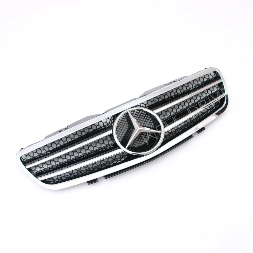 For Mercedes Benz SL-Class R230 2003-2006 SL500 SL600 Chrome Black Front Grille - Image 3 of 4